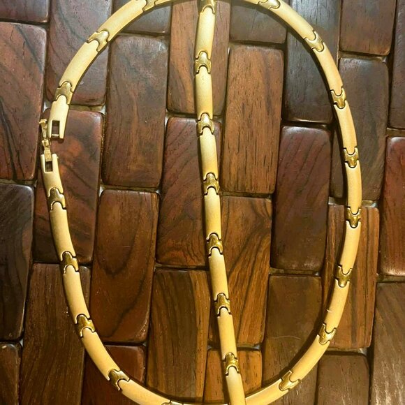 Luxury French Designer Gold-Plated Necklace & Bracelet Set, Signed, Late 1990s - Picture 11 of 14